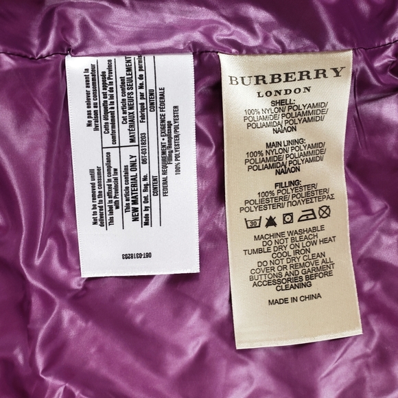 Burberry Quilted Jacket 12 Nova Check Toggle Plum - Picture 8 of 8